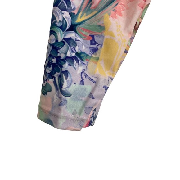 New PHAX Claridad Long Sleeve Blue Floral Color Block Paddle Swim Suit Women Sm - Picture 5 of 10